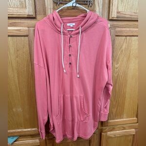 Maurices Coral Hooded Sweatshirt with Button Accents